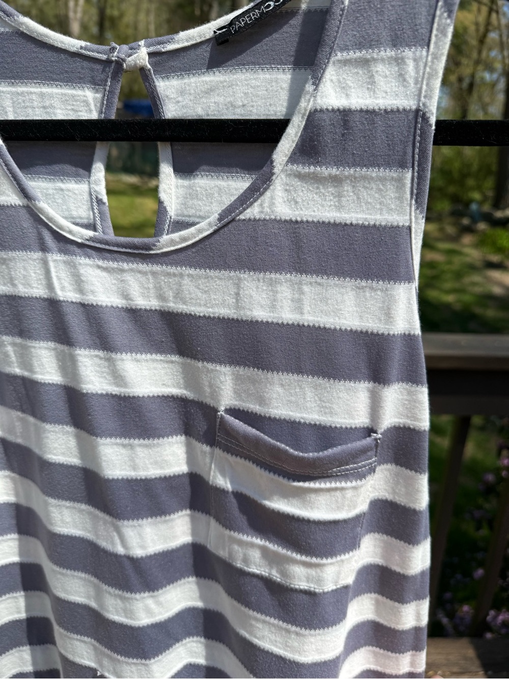 Papermoon Gray & White Striped Tank Top - Picture 3 of 4
